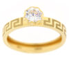 Anello donna Solitario con Greca in Oro Giallo 18KT e Zircone  Realizzato in Oro750‰ (18KT) Pietre: Zirconi bianchi. Garanzia: Laboratorio orafo Taormina Gioielli. Confezione: Regalo, intestata Taormina Gioielli. Per quanto riguarda la misura:  Il prodotto potrebbe non essere disponibile nella misura scelta, informarsi sulla disponibilità delle misure prima dell'acquisto.